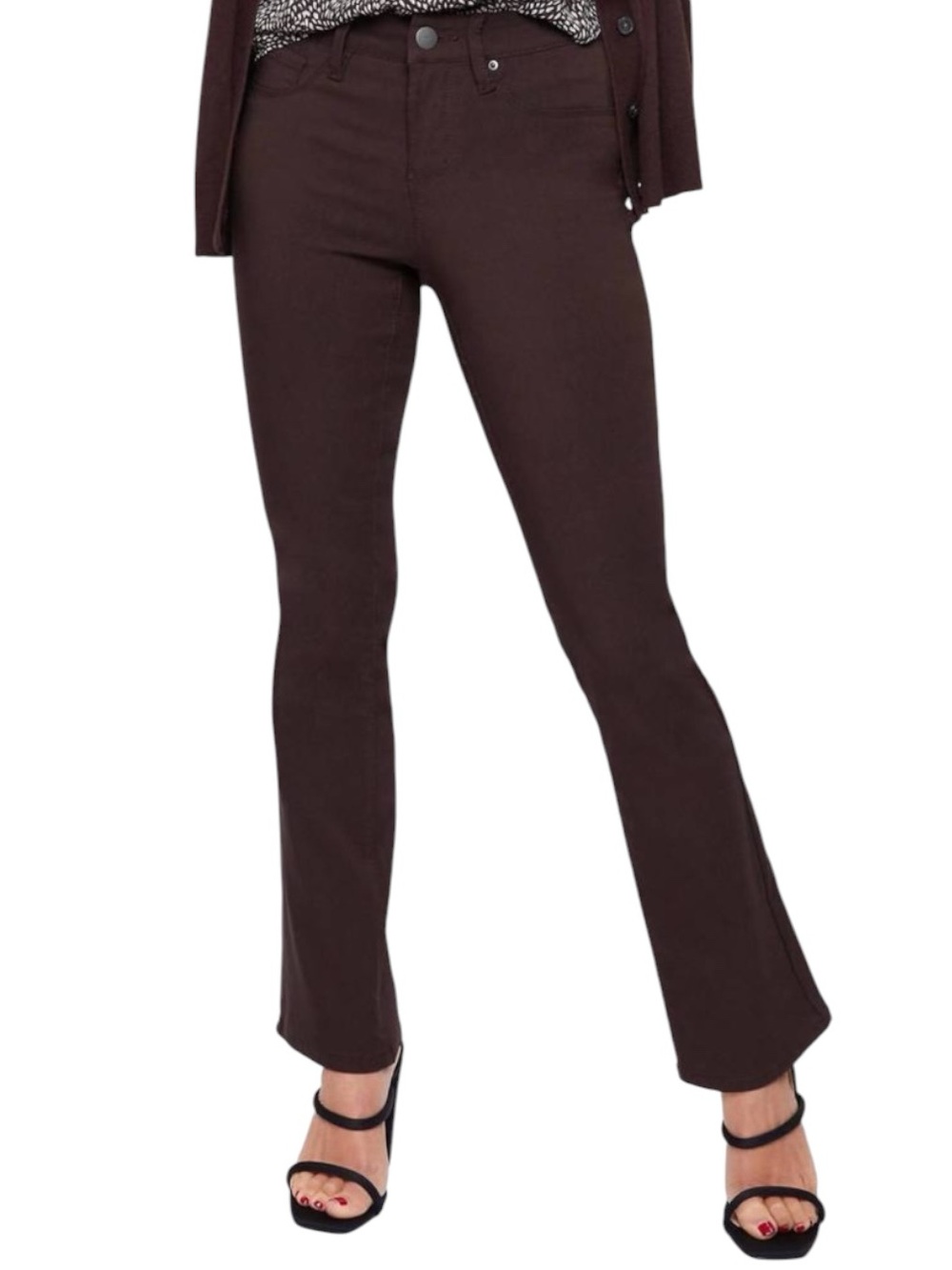 YMI Hyper Stretch Slim Bootcut Flair Stretch Pants in Dark Brown Size Medium